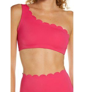 CHELSEA28 Scallop One Shoulder Scalloped Pink Bikini Swim Top